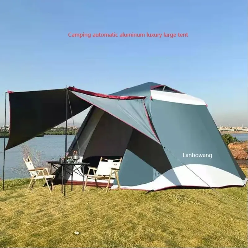 

Customized Black Coated 4 5 6 Person Big Luxury Family Pop Up Automatic Aluminum Camping Tents For Wholesale