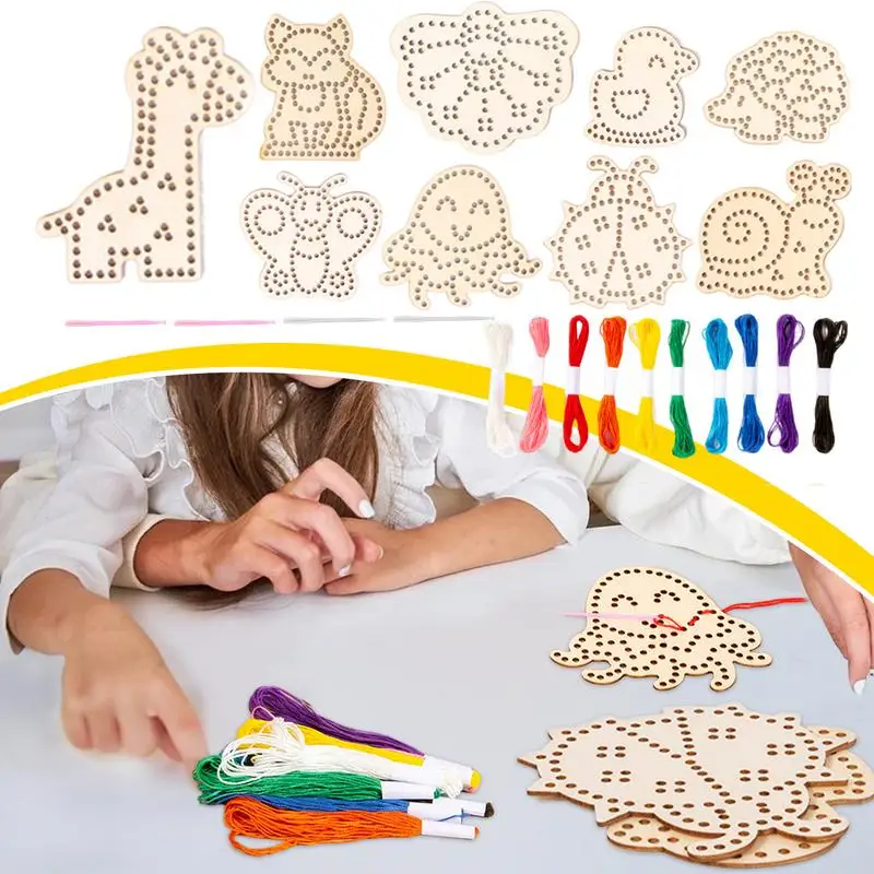 Veterkaarten Leren naai Threading Board Kleurherkenning Speelgoed Kinderen Stille tijd Activiteiten Fijne motoriek Speelgoed Road Trip Toy