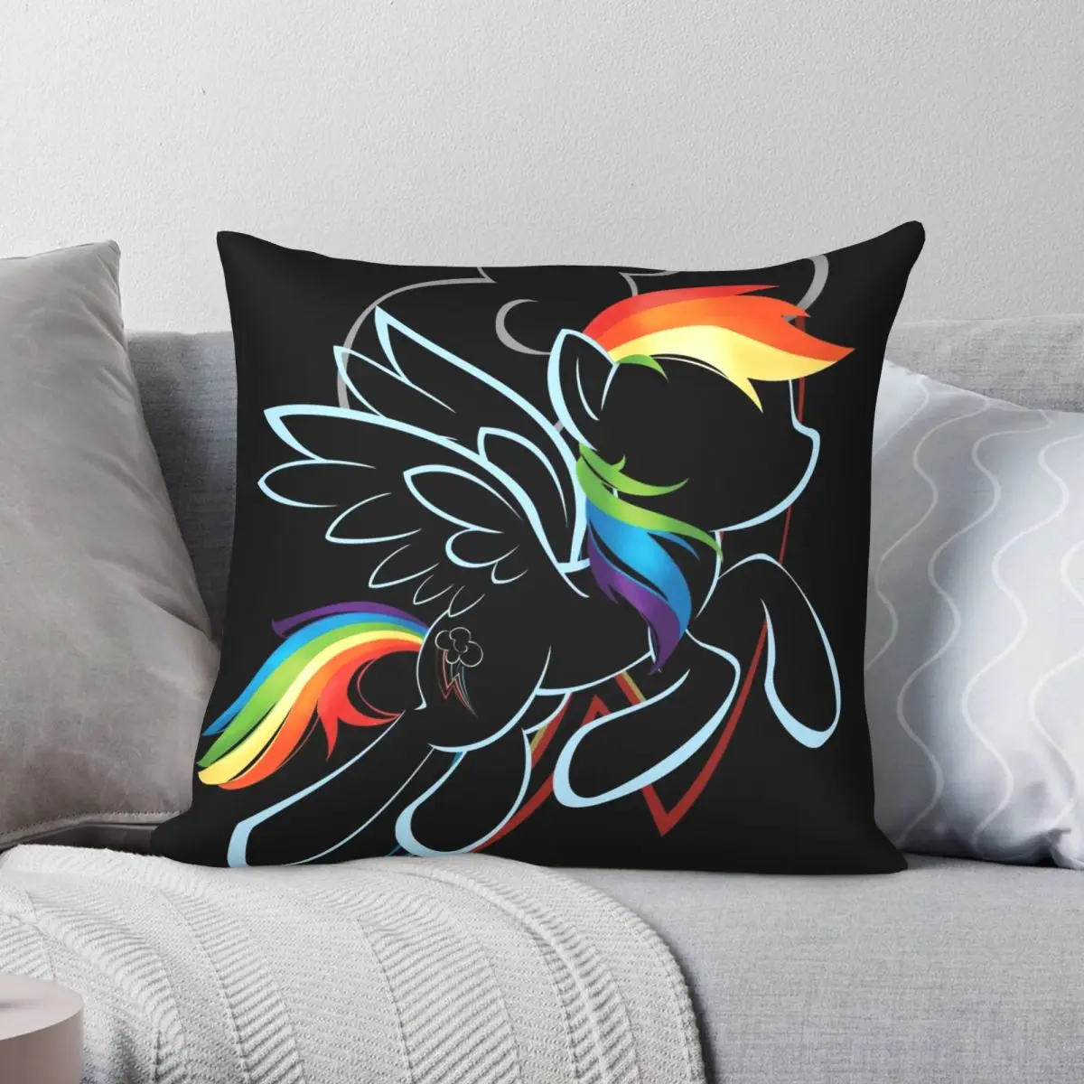 Rainbow Dash Contour Pillowcase Polyester Linen Velvet Printed Zip Decor Pillow Case Room Cushion Cover