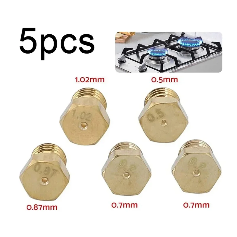 MOPHE-Gas Jet Set 5Pcs LPG Conversion Kit Nozzles Propane Injector Stove Parts Cookware Parts Burner Gas Hob