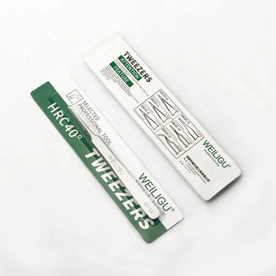 Industrial grade stainless steel high-precision and high hardness tool maintenance elbow fine pointed tweezers