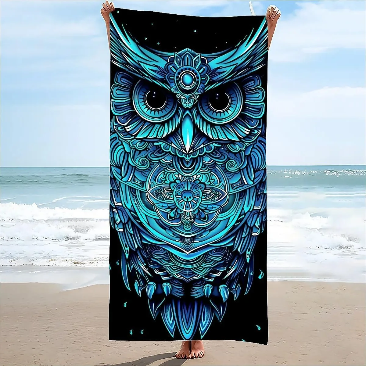 Owl lines pattern Beach Towel for Family stuffs friend Gift Quick-Dry Sand free For Bath Yoga Beach Camping Swimming GYM Travel