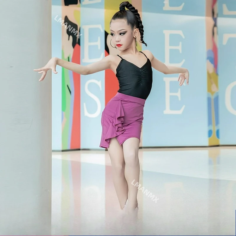 

Новая летняя одежда для латинских танцев на подтяжках, одежда для занятий латинскими танцами для девочек, детская одежда для соревнований