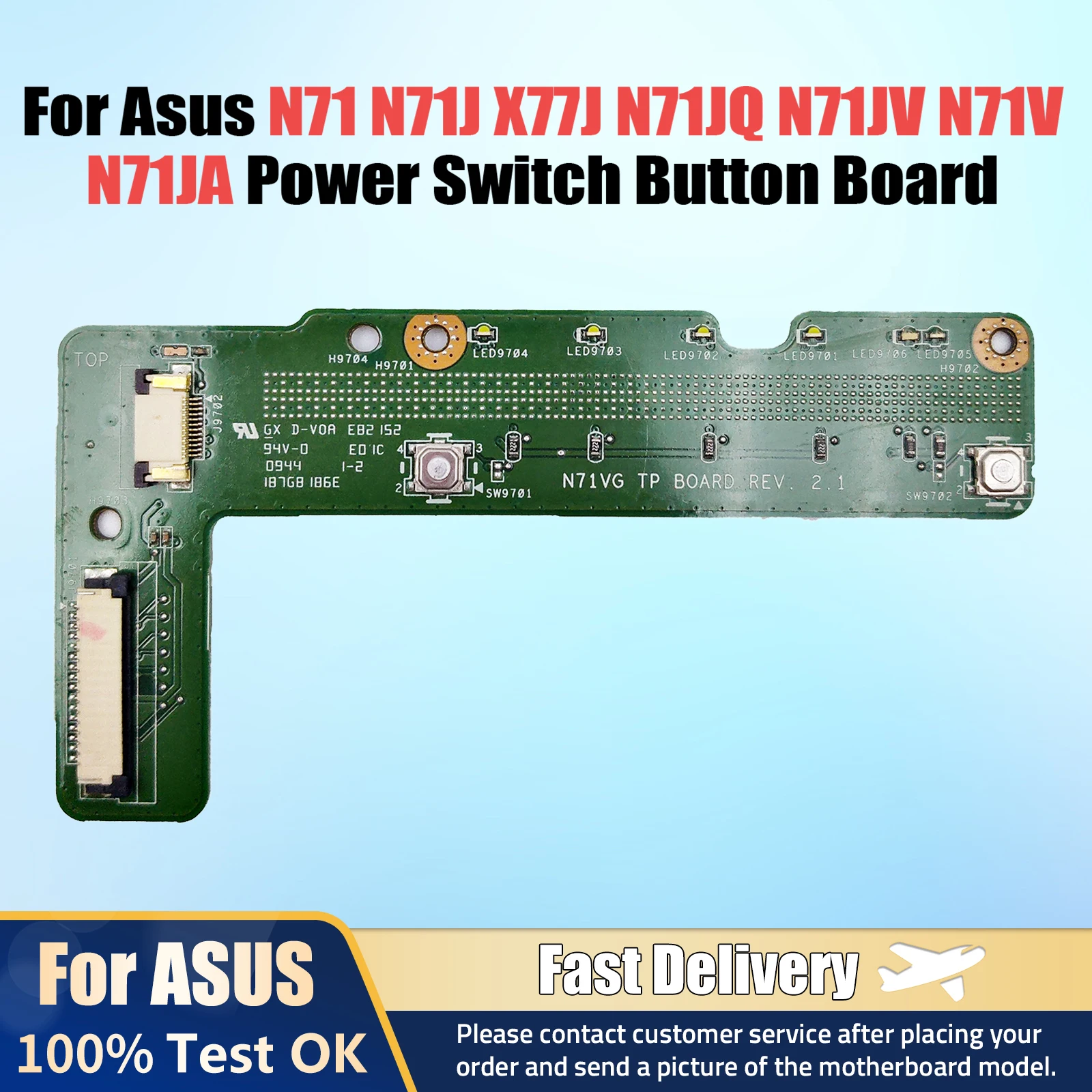 

For Asus N71 N71J X77J N71JQ N71JV N71V N71JA Power Switch Button Board 100% Tested Fast Ship