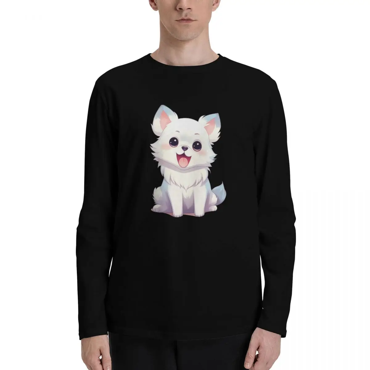 2024 جديد الخريف الشتاء الخريف الرجال تي شيرتات طويلة الأكمام طاقم الرقبة خفيفة الوزن ، ممزق جولة تيز الشارع الشهير عادية #1