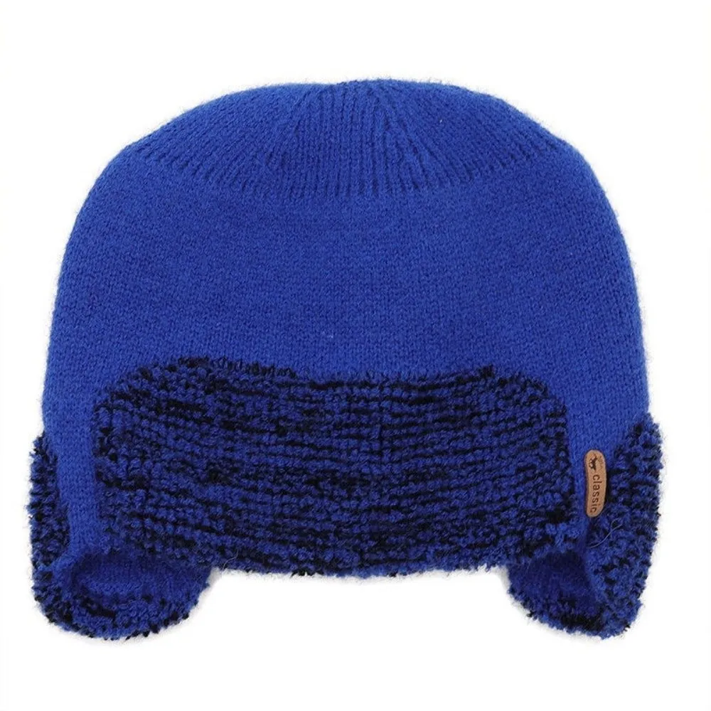 Geschenk Warme Strickmütze Kältebeständige Klassische Ohrenklappmütze Pullover-Design Winddichte Mütze Winter Herbst – Detail 5