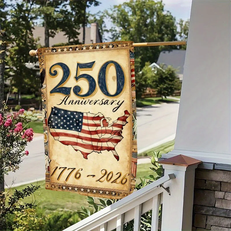 250th Anniversary Yard Flag Universal Size Patriotic American Garden Flag Outdoor Decor Yard Flag Iconic For Year-Round Memorial