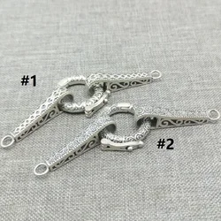 Sterling Silver Heart Round Clasp 925 Silver Spiral Cloud Connector for Bracelet Necklace