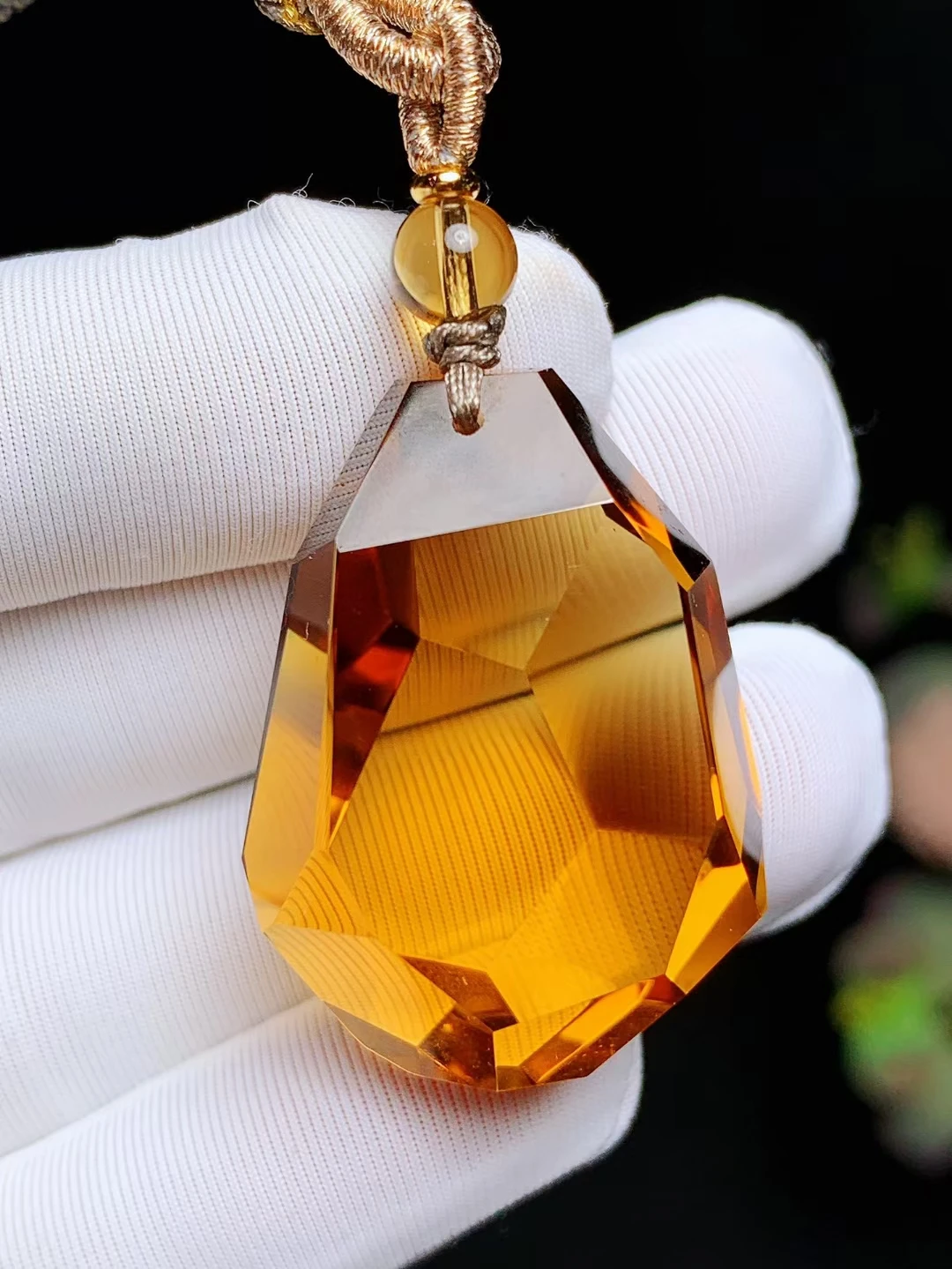 Natural Yellow Citrine Quartz Pendant 30*22*15mm Faceted Women Men Jewelry Citrine Wealthy Necklace AAAAA