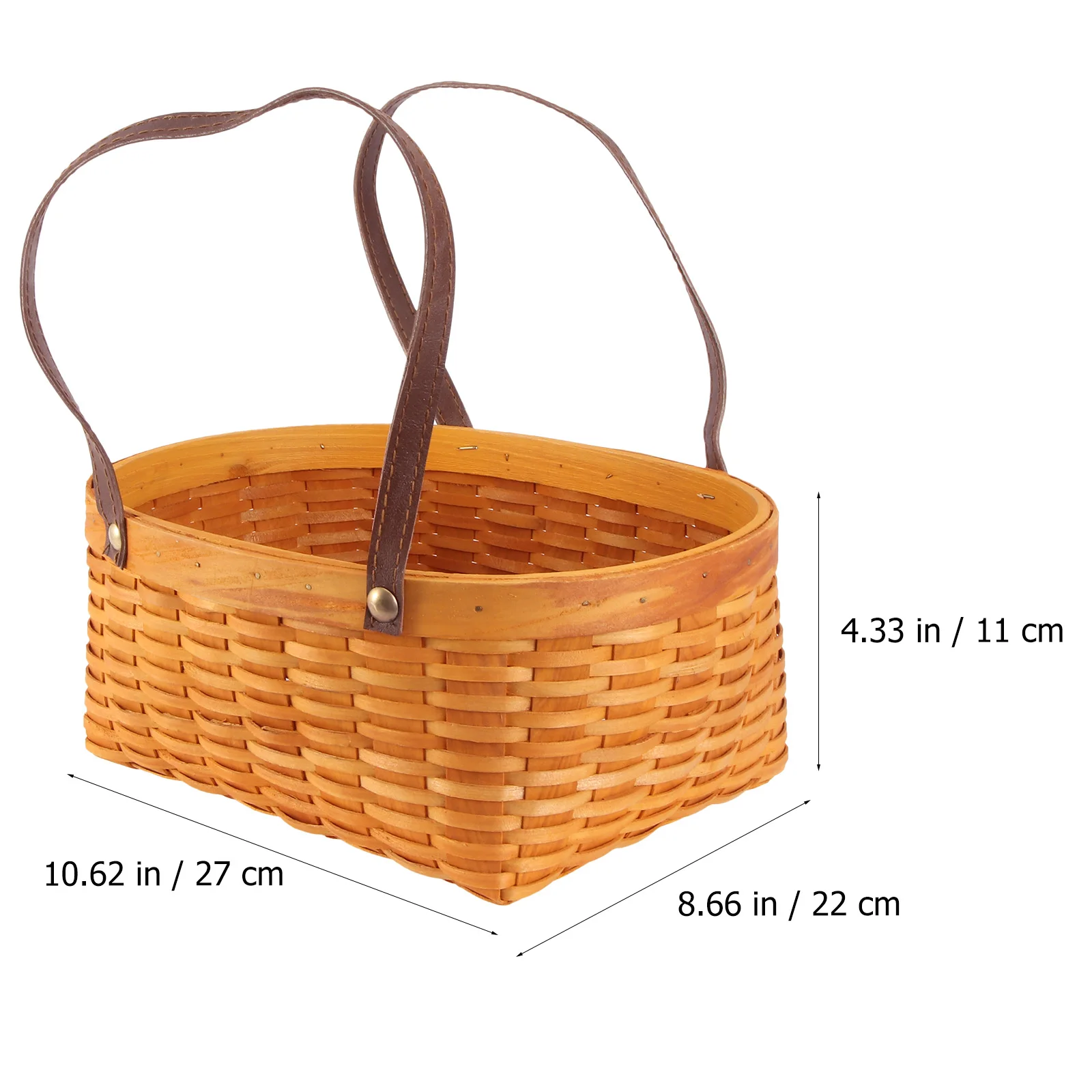 

Woven Basket Storage Flower Holder Hand Decorate with Handle Fruit Baskets Khaki Bride