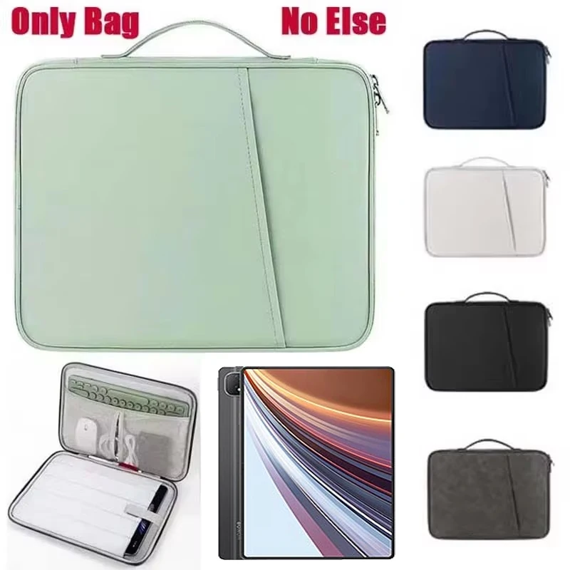 Univeral Tablet Storage Bag for Honor Pad GT Pro Waterproof Sleeve Multi Pockets Handle Zip Pouch for Cable Mouse Keyboard