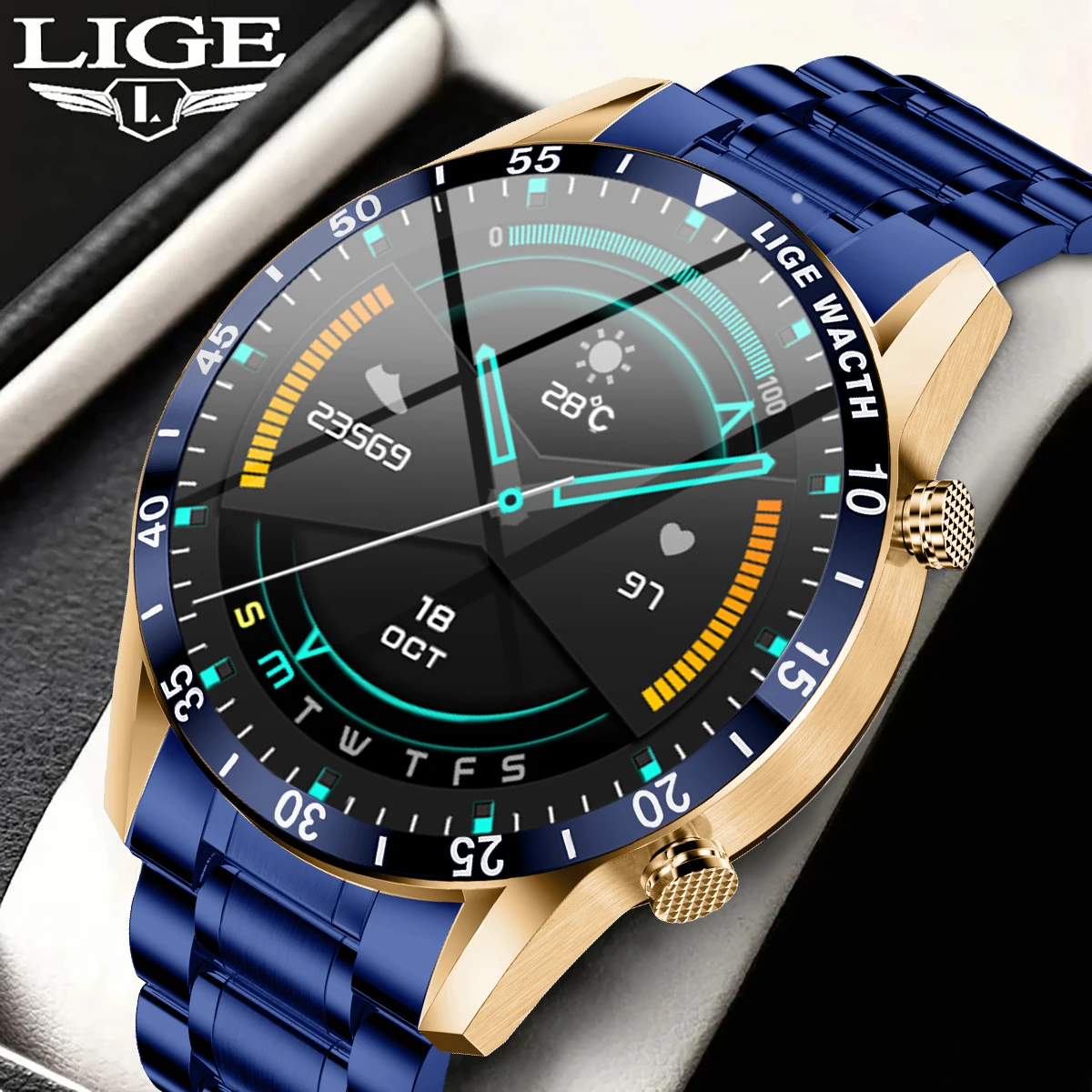 LIGE New Fashion Classic Men Smart Watch 1.39
