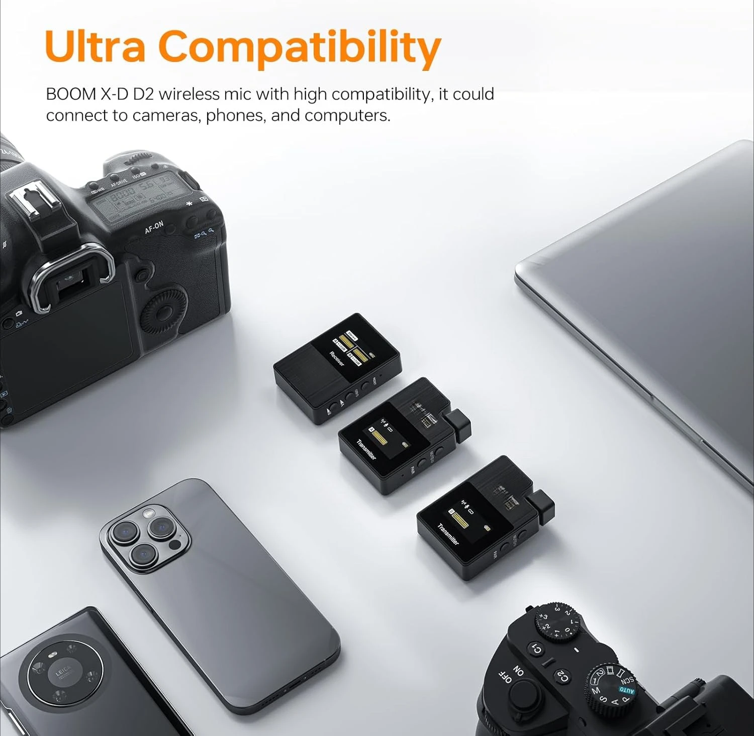 

Wireless Microphone System for Cameras, Camcorders, Smartphones, Laptops, Compact Wireless Lavalier Lapel Microphone