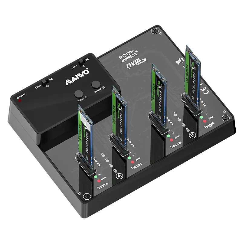 MAIWO 4-Bay NVMe M.2 SSD Cloner Docking Station USB 3.2 Gen2 10Gbps Type-C 1:1 Offline Duplication Tool-Free HDD Enclosure