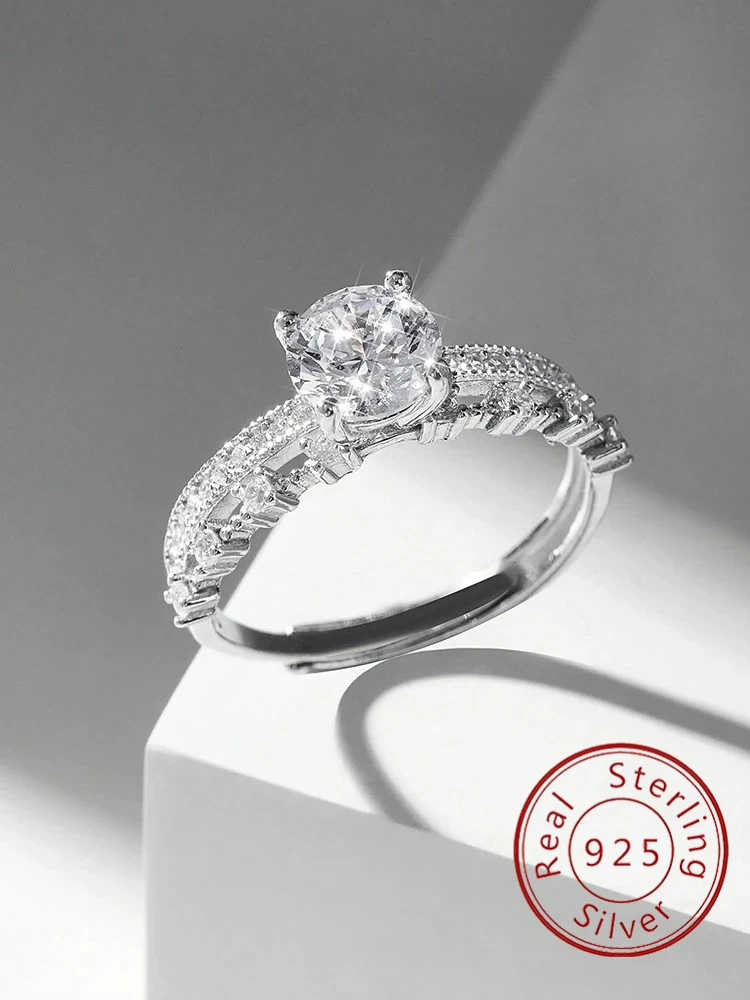 

925 Sterling Silver Simplicity Classic Gorgeous Zircon Open Ring For Women Anniversary Wedding Party Daily Wear Fine Jewelry