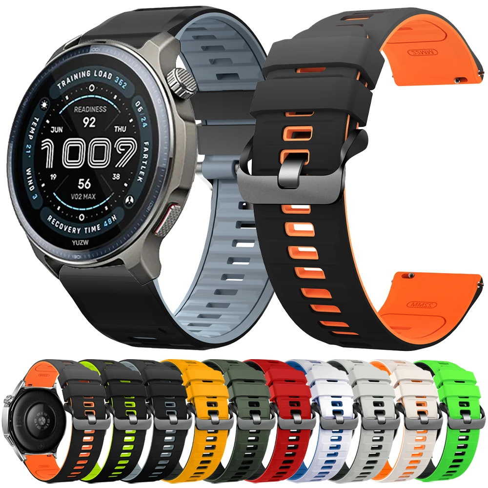 22 mm zweifarbiges Silikonarmband für Huami Amazfit BALANCE 2/Cheetah Pro Band GTR 4 2 2e 3 Pro GTR 47 mm Bip 6 5 46 mm Sportarmband