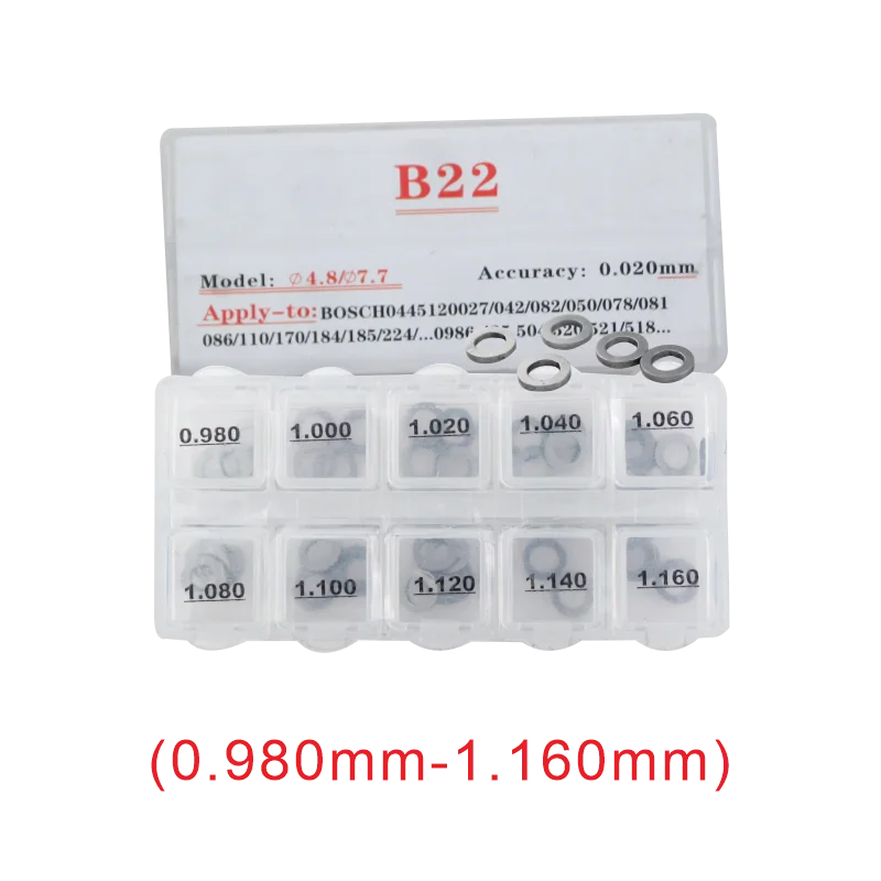 50pcs Common Rail Injector Adjust Shims B11 B12 B13 B14 B16 B22 B25 B31 B37 B48 B21 B23 B24 B27 Adjusting Washers Shims Gasket