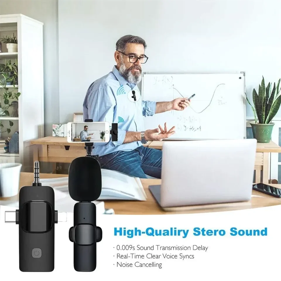 3 IN 1 Wireless Lavalier Microphone Noise Reduction 3.5MM Mini Lapel Mic for IPhone/Android Phone/Camera/Laptop Video Recording image 6
