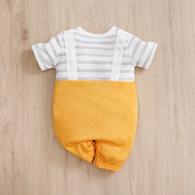 Newborn Clothes Cute Cartoon Strap Teddy Bear Casual And Comfortable Soft Boys And Girls Summer 0-18 Short Sleeved Baby Jumpsuit