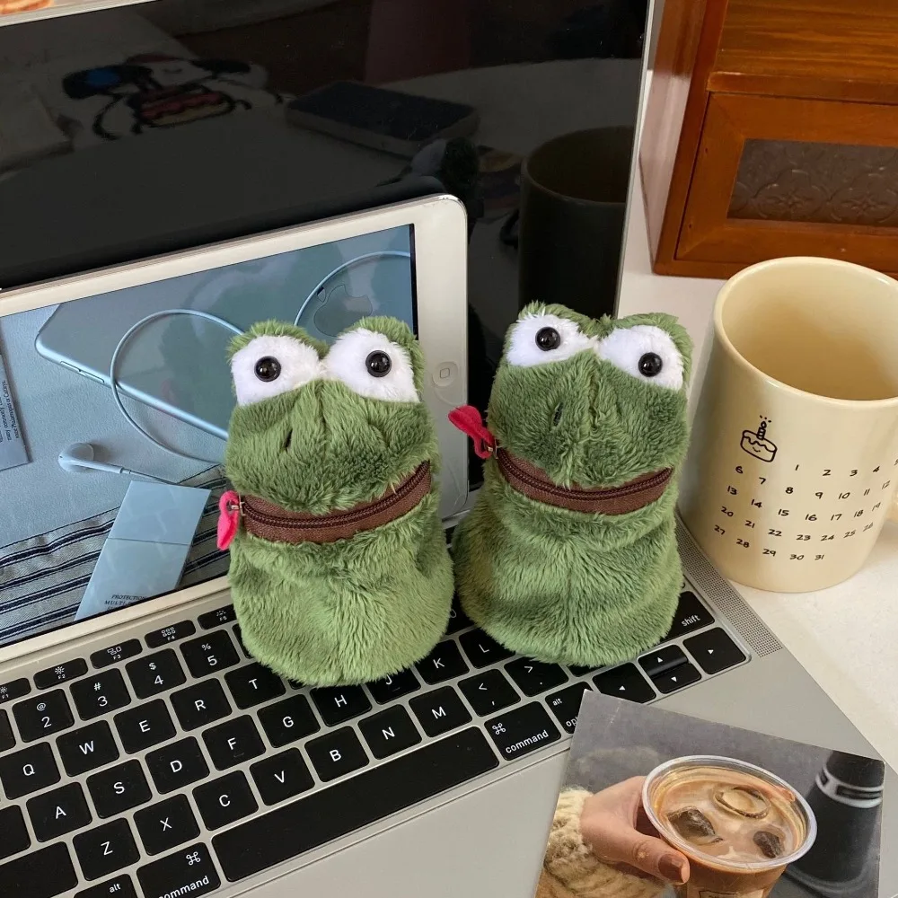

Zipper Creative Open Mouth Frog Coin Purse Wallet Furry Funny Frog Plush Money Bag Mini Cute Frog Earphone Bag Girls
