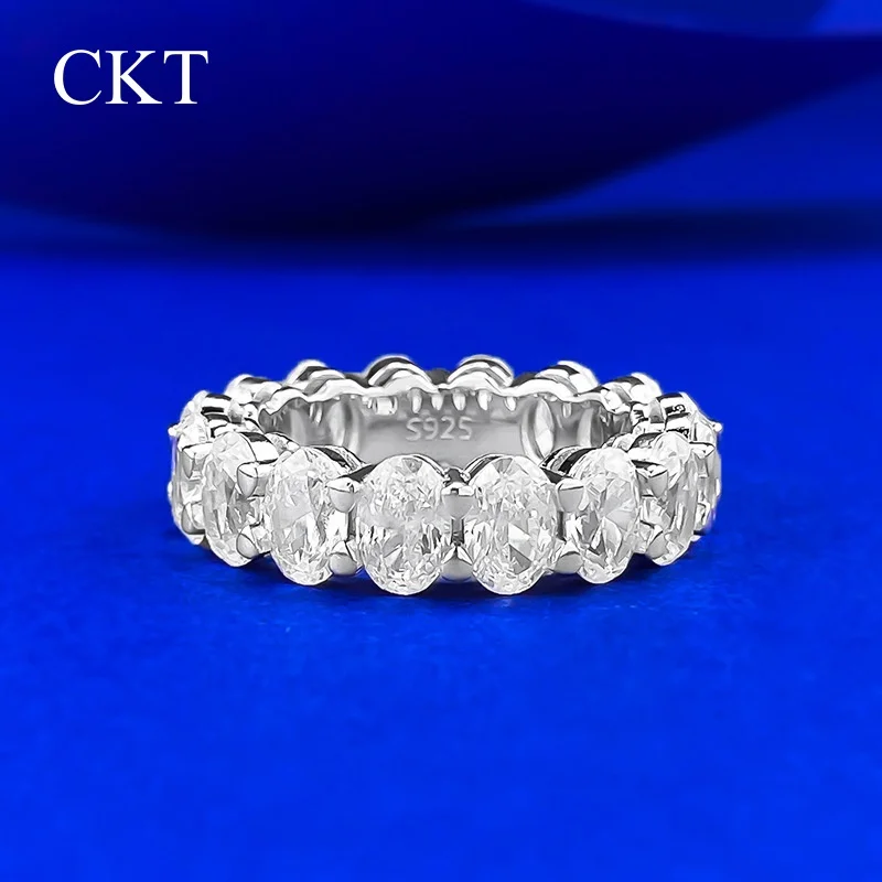 

CKT женские кольца из стерлингового серебра 925 пробы овальные 4*6 мм с муассанитом и бриллиантами классическое свадебное обручальное кольцо ювелирные изделия подарок на день рождения