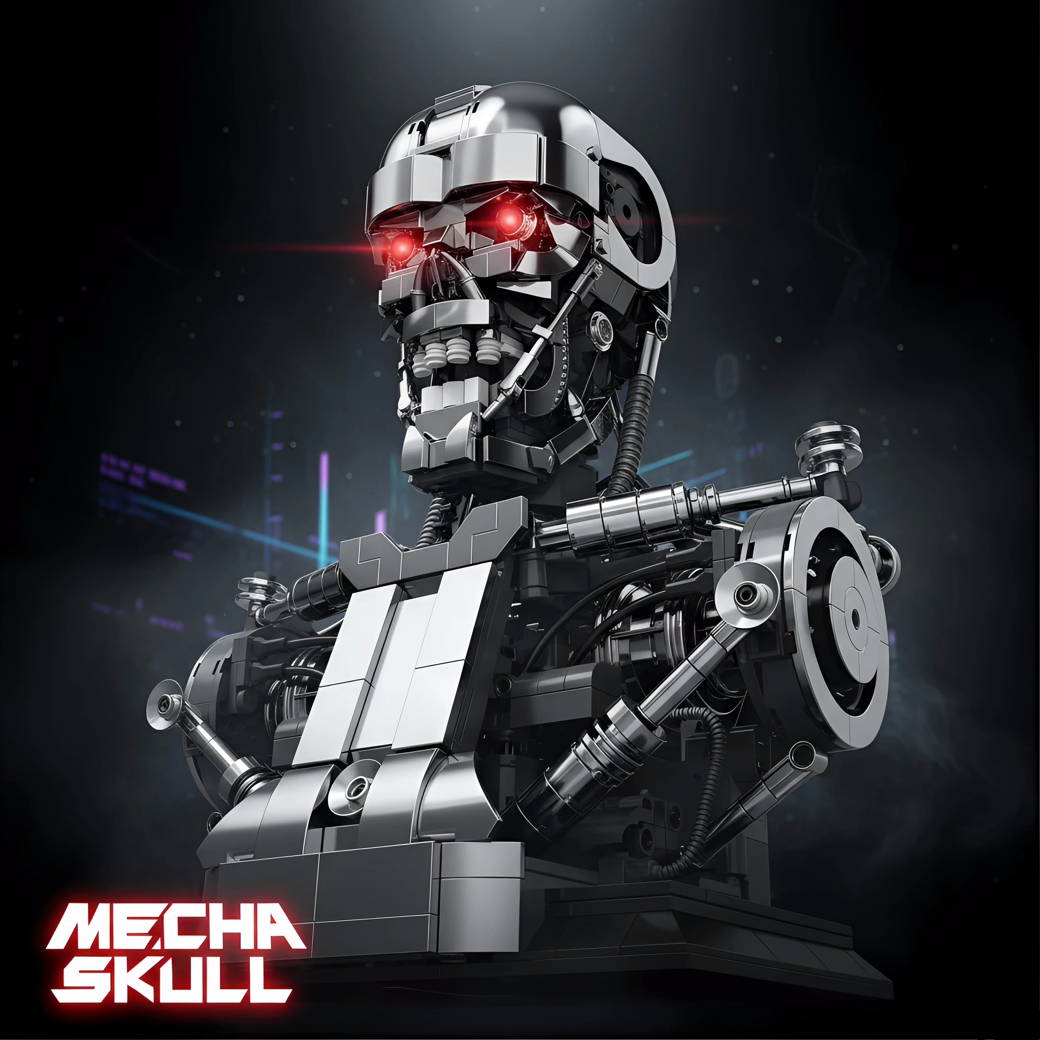 1469PCS Mecha Schedel Skelet Robot Bouwstenen Film T800 Buste Figuren Model Desktop Ornament Bouwstenen Speelgoed Cadeau
