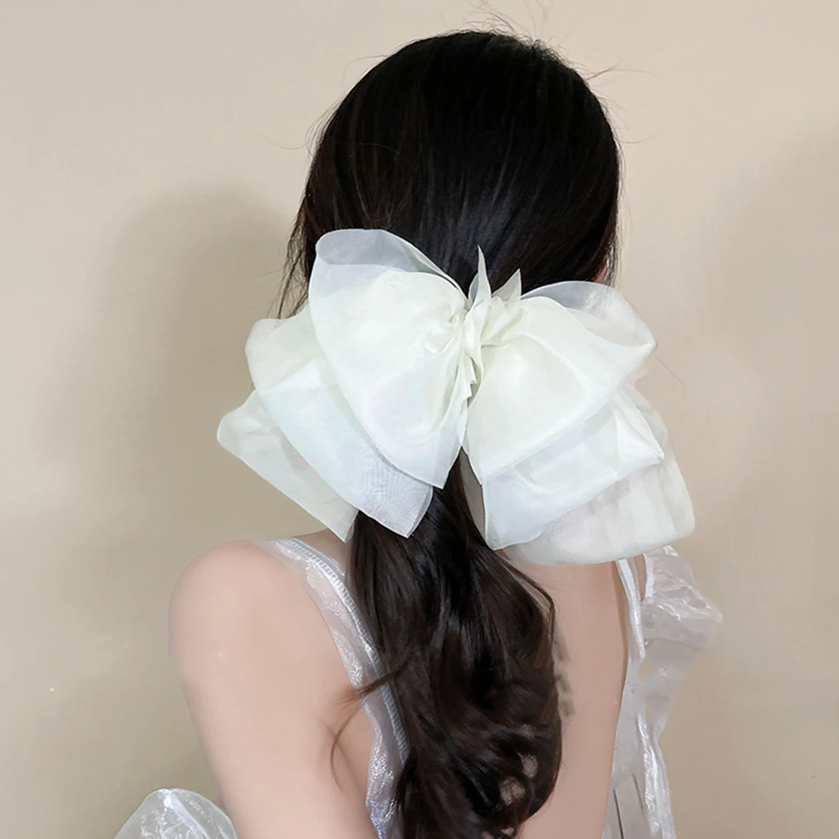 Bow Hairpin for  Cute Satin Fabric Hair Clip  Chiffon Ponytail Oversized Multilayer Hairpin Hair Accessories image 4