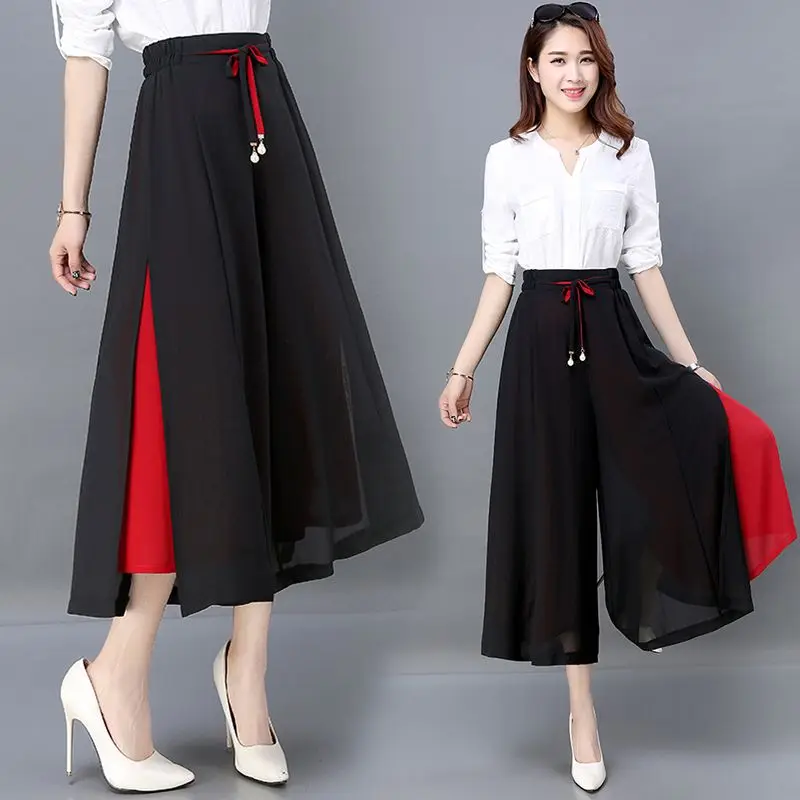 

Летние свободные широкие брюки с высокой талией