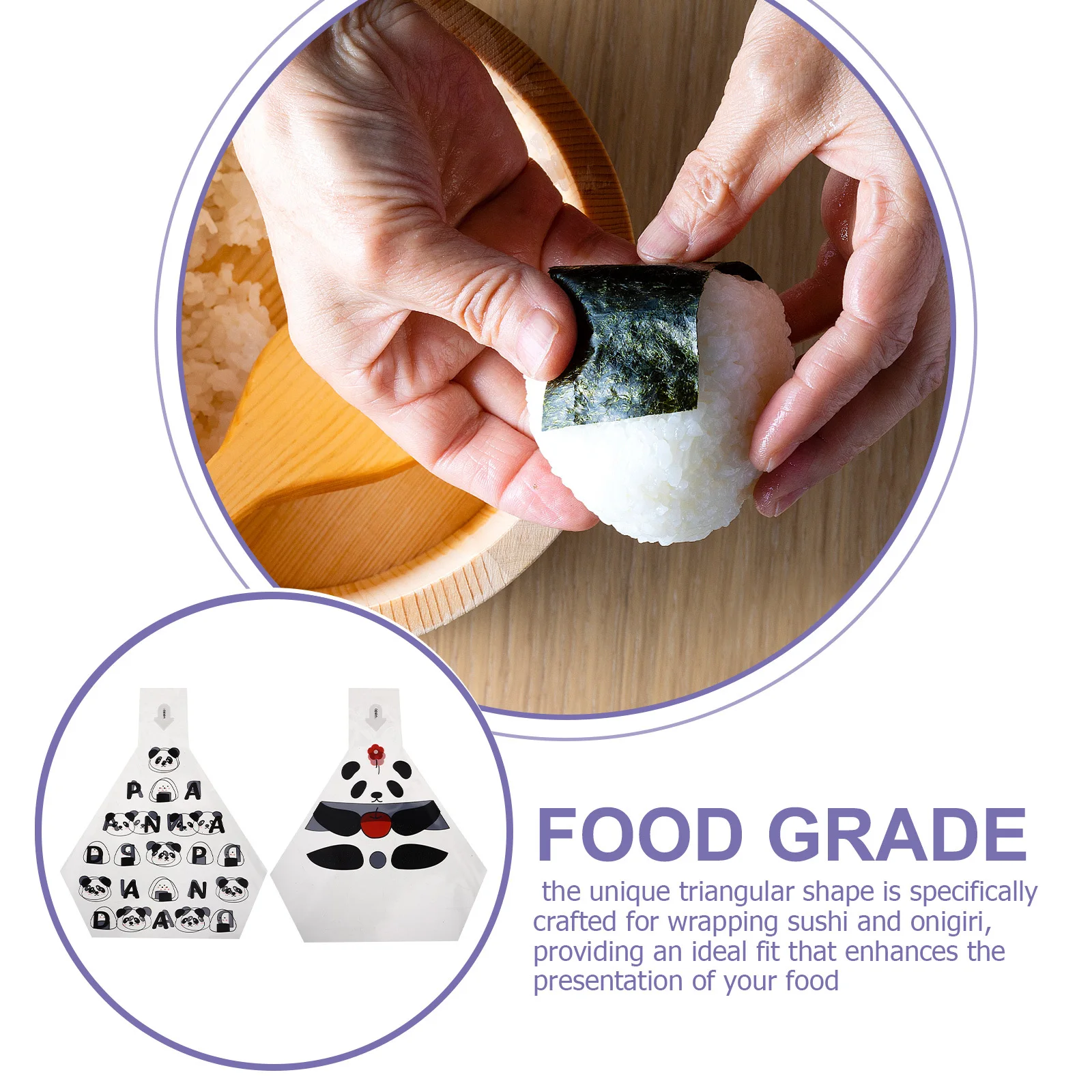 

50Pcs Disposable Triangle Onigiri Bags Sushi Wrappers Japanese Rice Ball Packaging Assorted Color Wrapper