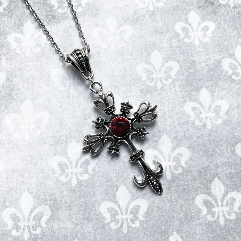 Ornate Gothic Cross Necklace, Gothic Jewelry, Statement Necklace, Cross Pendant, Gift, Classic Goth Necklace,