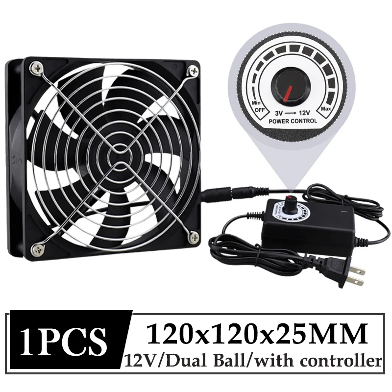 

GDSTIME 120x25mm 110V 220V 240V AC Powered Fan with Speed Controller for PC Computer Case Playstation Receiver Xbox DVR Cooling