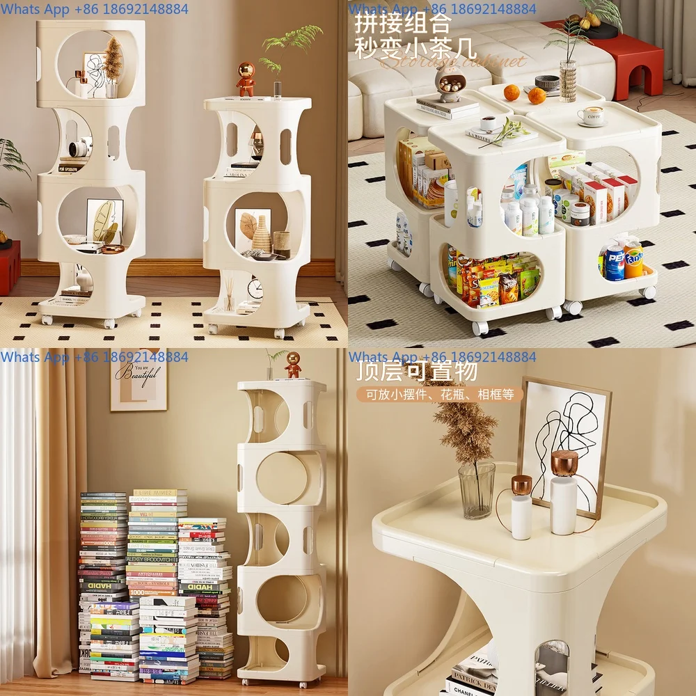 

Minimalist Nordic Style Multi Tier Mobile Storage Cart for Living Room Sofa Decorative Shelf
