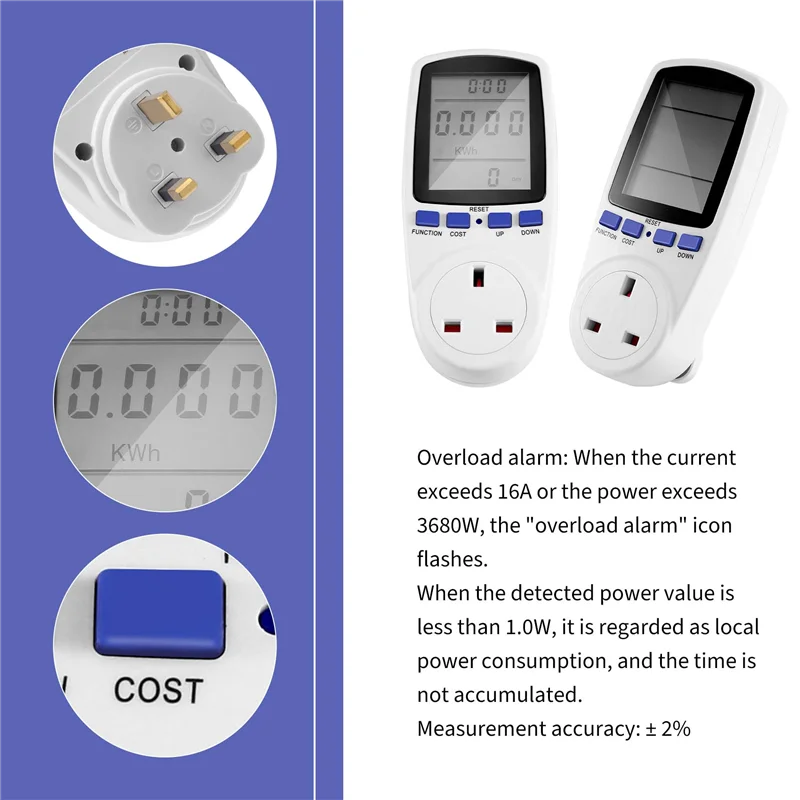 Цифровой ЖК-измеритель мощности GOOD-AC, счетчик мощности, кВтч, счетчик электроэнергии, измерительная розетка, анализатор мощности