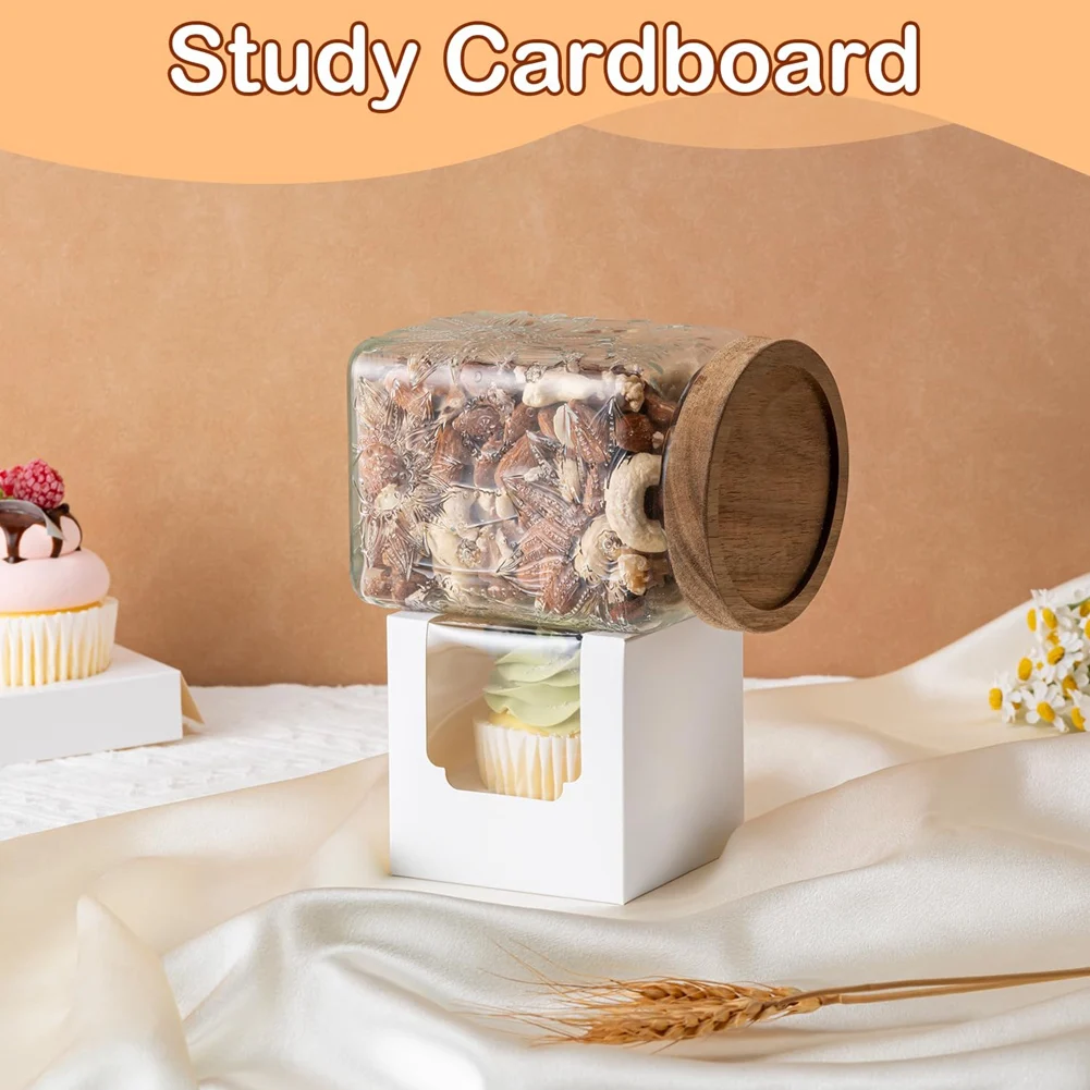 Utility Design 50PCS Cupcake Boxes, Individual Cupcake Containers with Window and Inserts for Birthday Holiday Party Bakery Supp