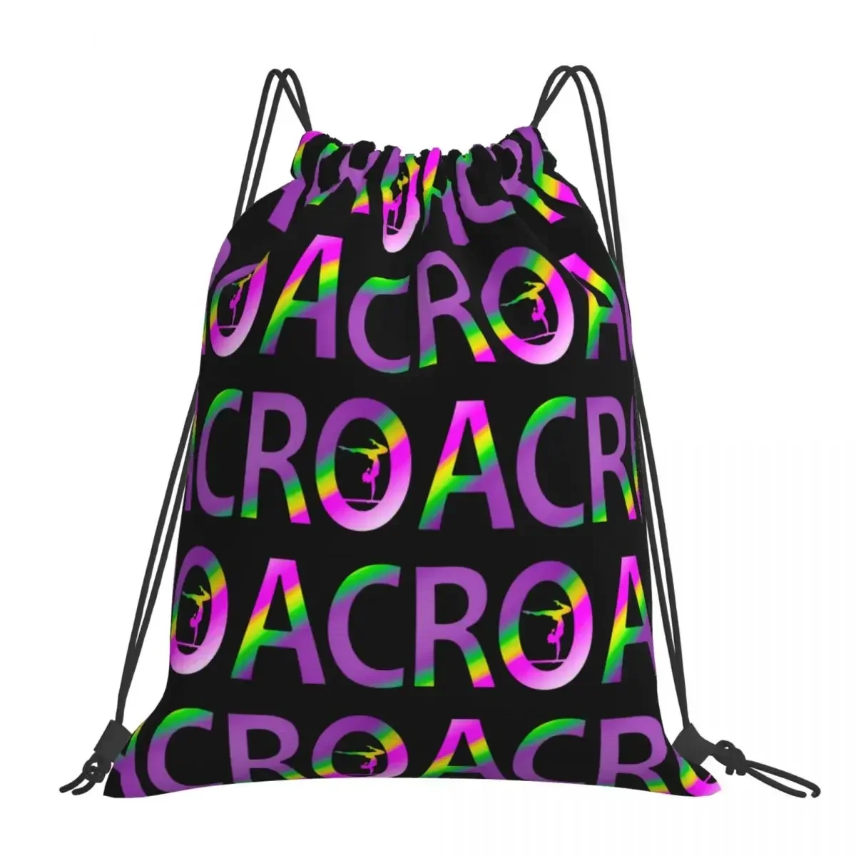 Acro Rainbow Backpacks Fashion Portable Drawstring Bags Drawstring Bundle Pocket Sundries Bag BookBag For Travel Students