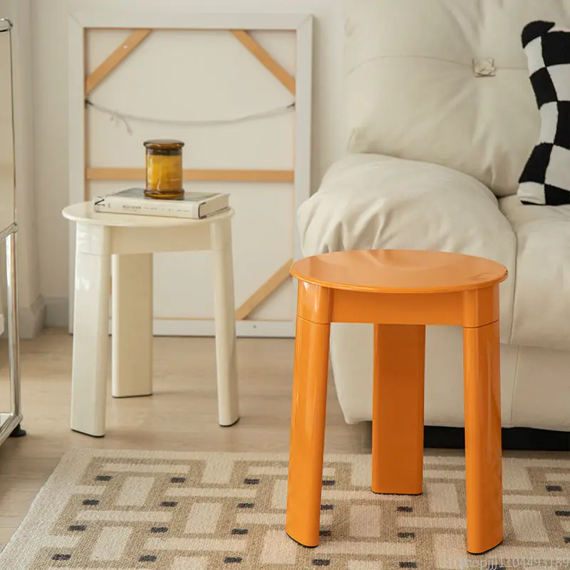 

Mid-Century Modern Round Stool – Vintage-Inspired Accent Ottoman for Living Room & Vanity