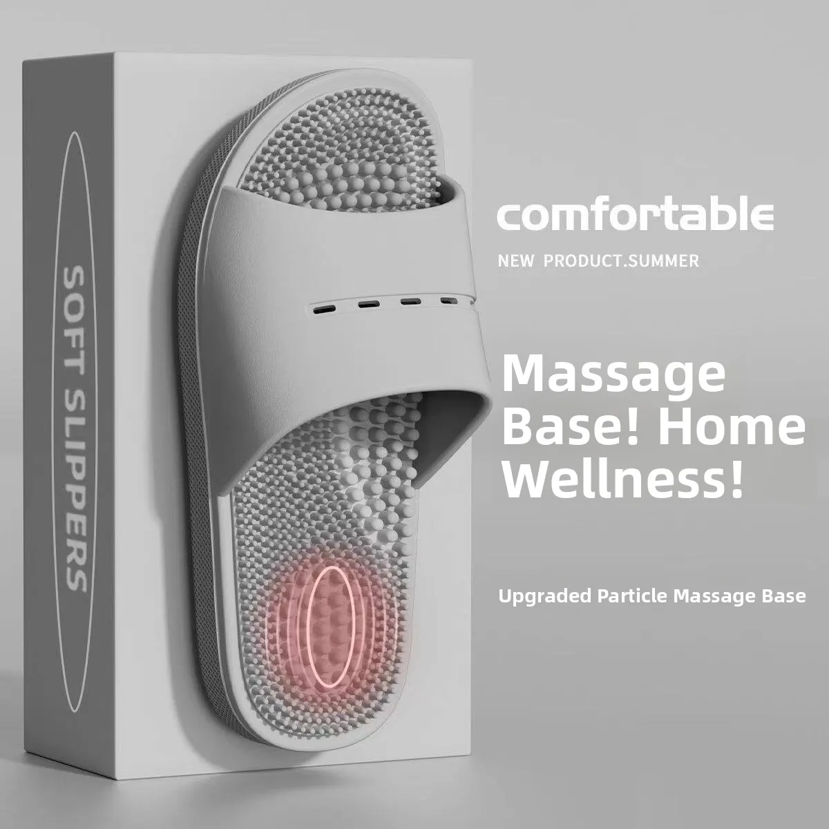 Massaging Indoor Slippers Men's Anti-Slip Bathroom Home Comfort Foot Bottom Acupoint Bathing Cool Slippers Simple Style PVC