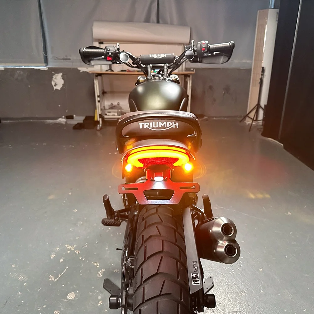 Foldable License Plate Holder Tail Tidy with LED Turn Signal DRL Light  Speed 400 Scrambler 400X 2024-2025