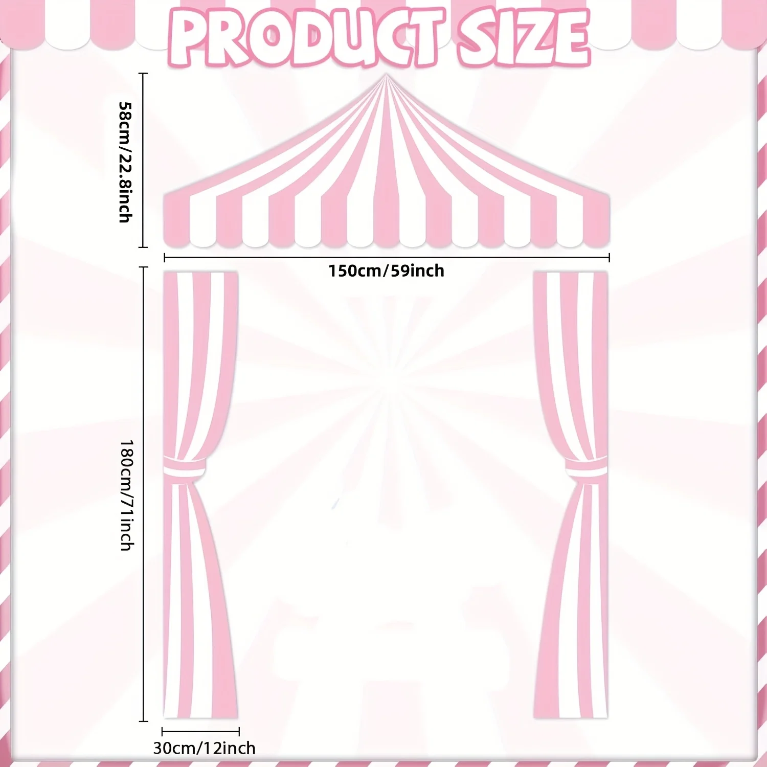 3 قطعة مظلة حفلة السيرك الوردي كرنفال موضوع الزينة الأبيض والوردي مخطط الشرفة راية كرنفال خيمة لموضوع السيرك