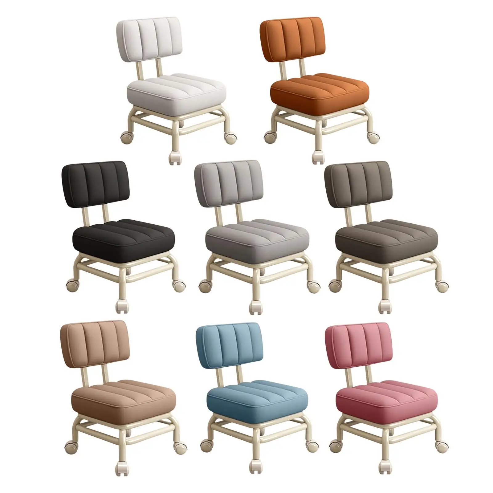 Low Rolling Seat Pedicure Stool Multipurpose, Roller Seat Short Stool, Pulley Stool for Fitness Office Home Barber Shop