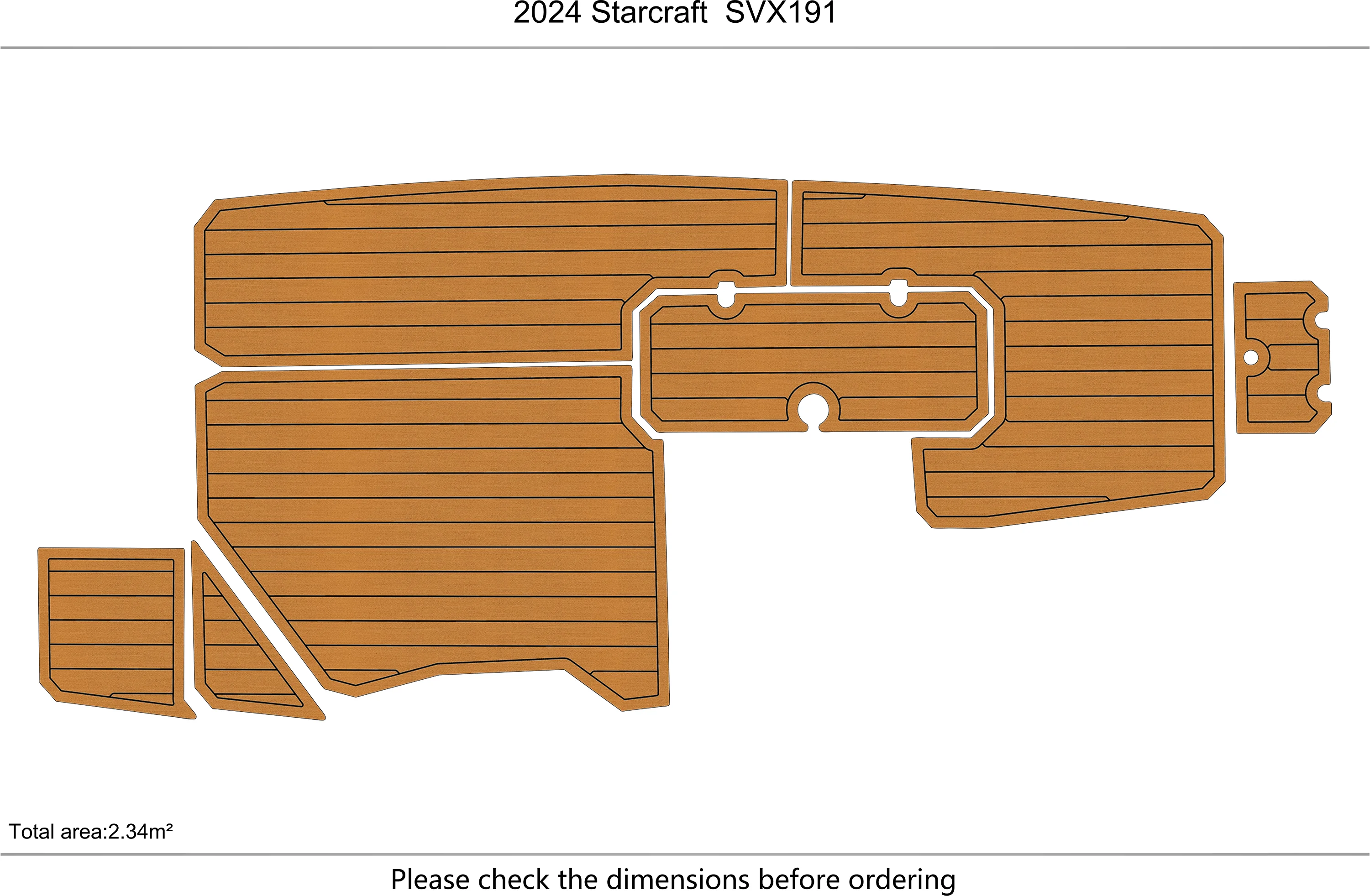 Eva foam Fuax teak seadek marine floor For 2020-2024 Starcraft  SVX 191 Cockpit 1/4