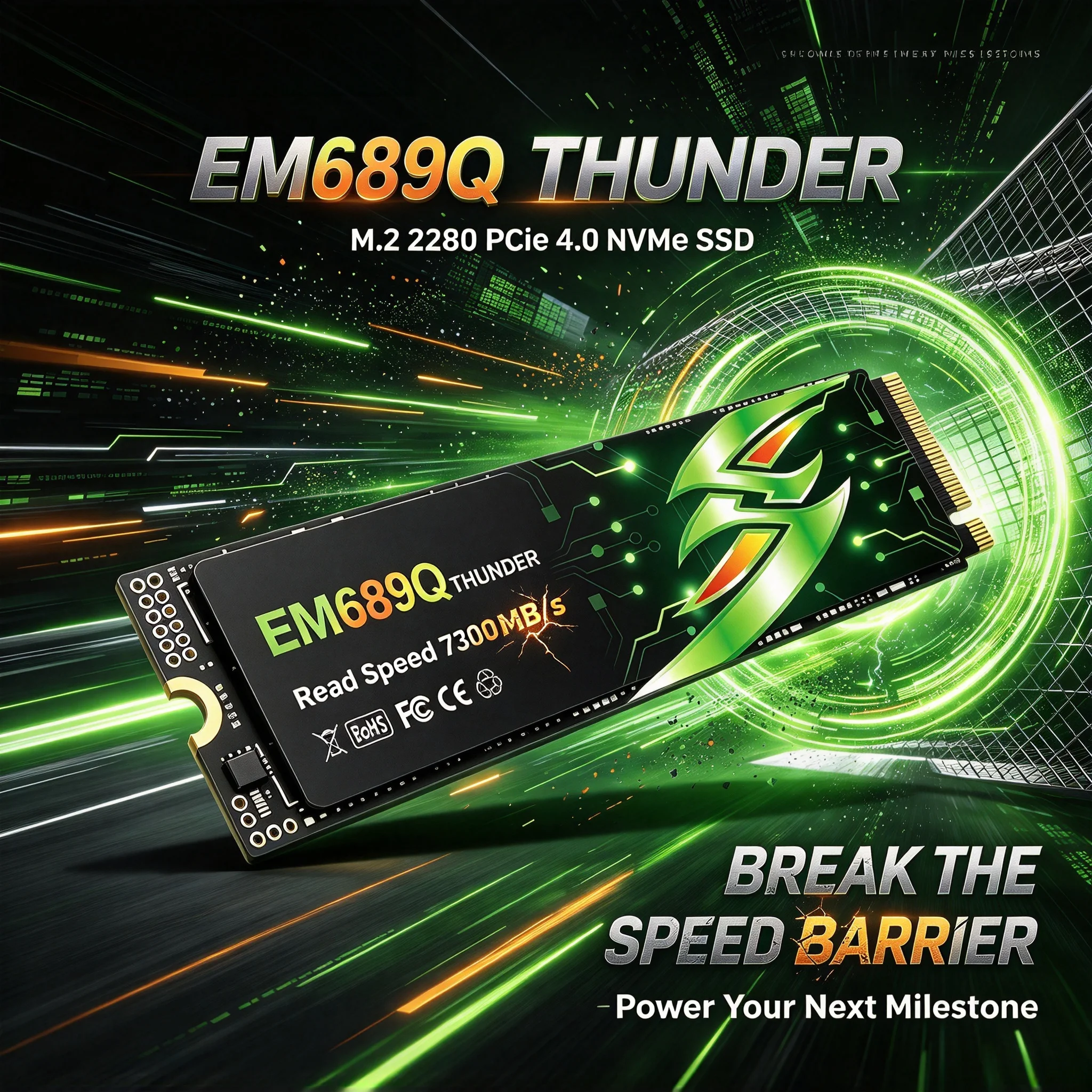 EM689Q M.2 NVMe Inside Solid State Drive, 4TB/500GB/1TB/2TB, Quick Transfer Storage, PC, Gaming, Desktop, Laptop. Prime Elite.