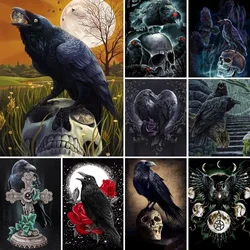 Skull with Crows Diamond Painting Raven Dark Art 5D Full Diamond Mosaic Home Decoration Diamond Art DIY Cross Stitch Kit Gift