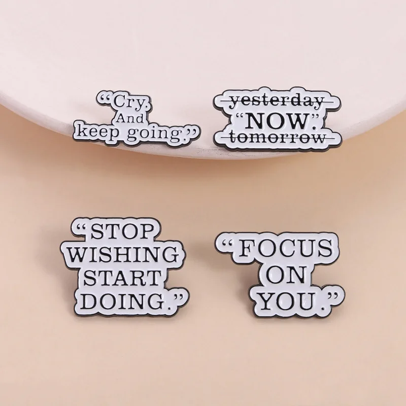 4pcs Inspirational Quote Enamel Pin Set 