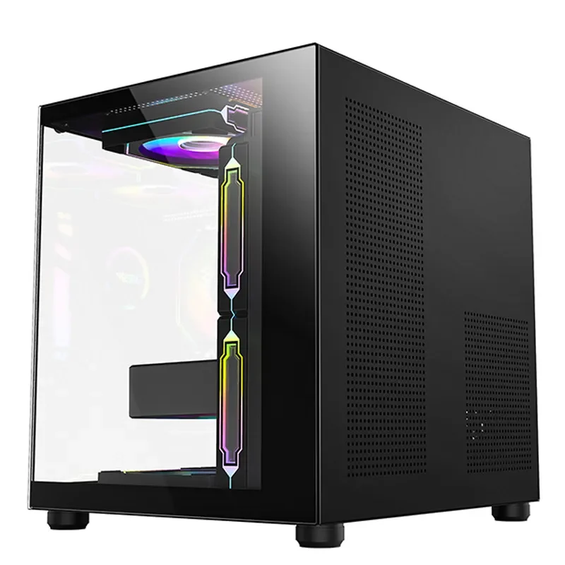 for Amazon cross-border Prism mini computer case desktop tempered glass side transparent e-sports game water cooling master