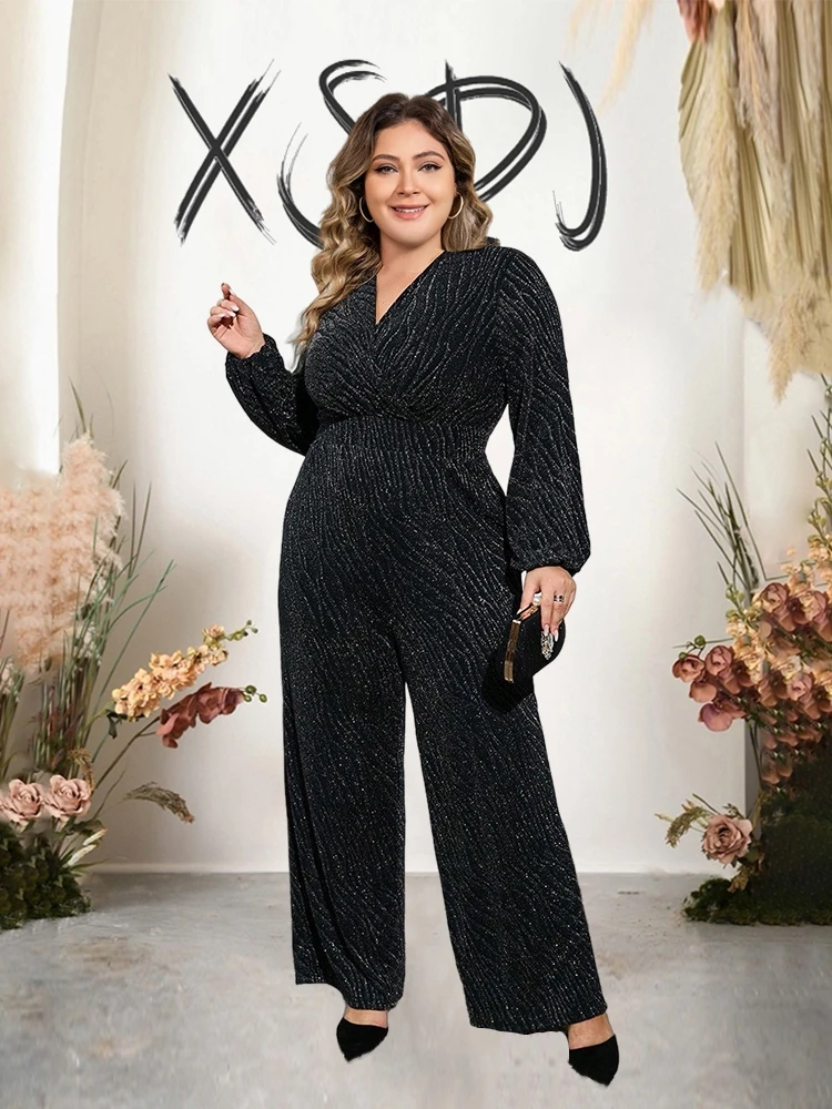 

Wide Leg Jumpsuits for Women Long Sleeve Spring Ladies Jumpsuits Elegant Black Velour Jumpsuit Plus Size Wholesale Dropshipping