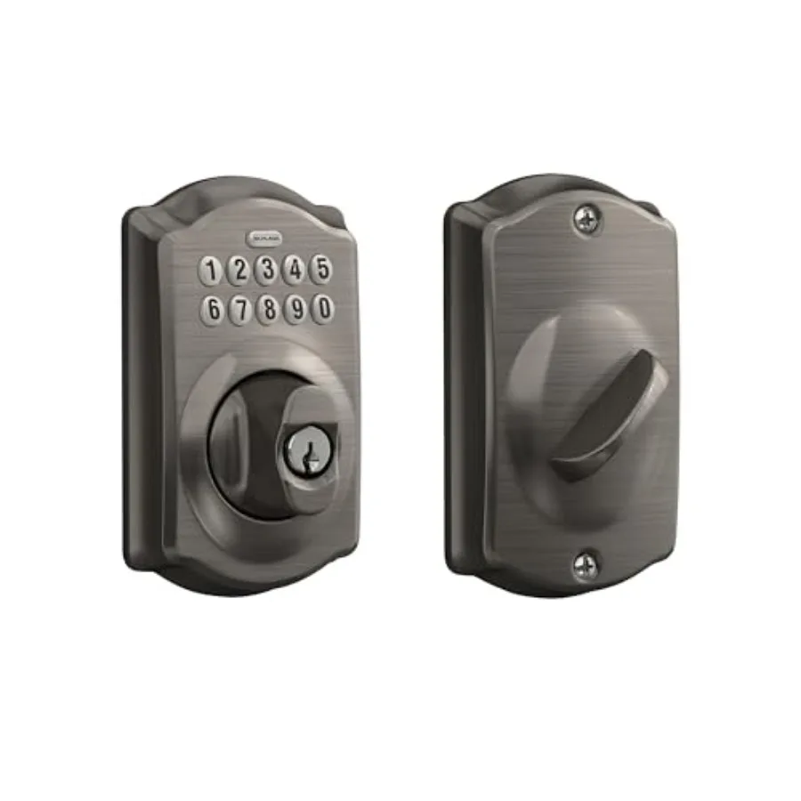 

Электронный замок-защелка BE365 CAM 620 Camelot с кодовой панелью и функцией бесключевого доступа, цвет античный оловянный, для домашней безопасности, с прочным металлическим корпусом