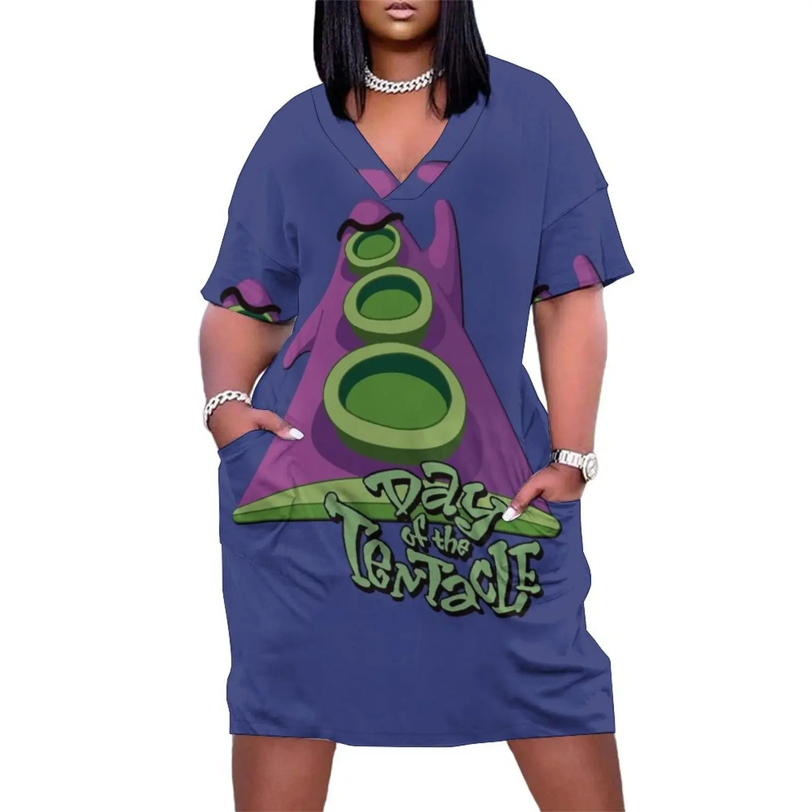 Day of the Tentacle - Purple Tentacle Loose Pocket Dress Dresses for wedding party luxury dress