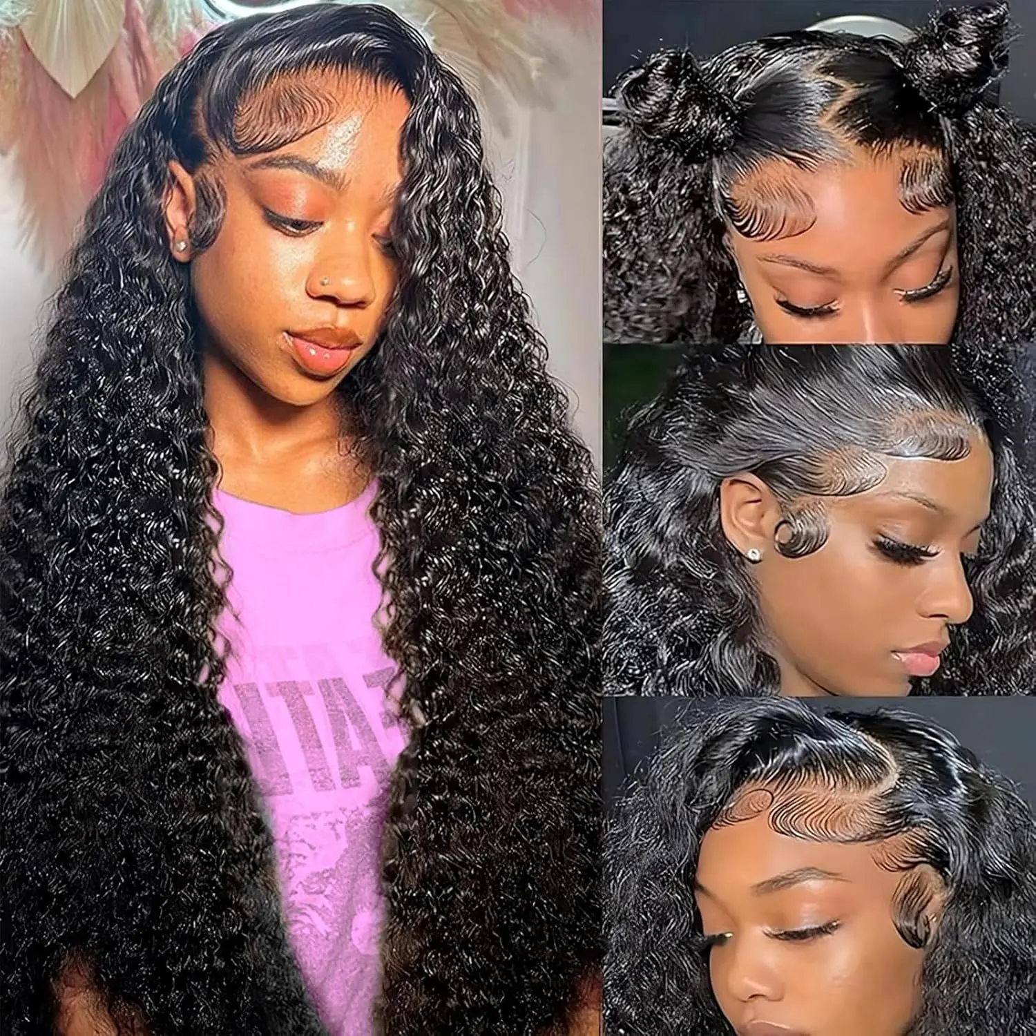 13x6 HD Transparent Lace Deep Wave Frontal Wig 36 Inch Jerrly Curly 13x4 Lace Front HumanHair Wig For Deep Curly Water Wave Wig