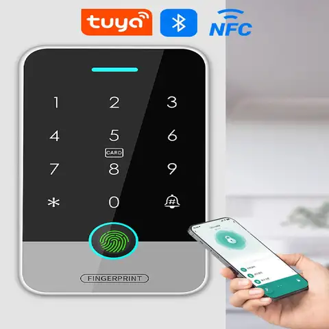 야외 NFC Tuya 지문 액세스 제어 키패드 IP67 방수 RFID 125Khz 및 13.56MHz IC 생체 인식 게이트웨이가있는 도어 오프너